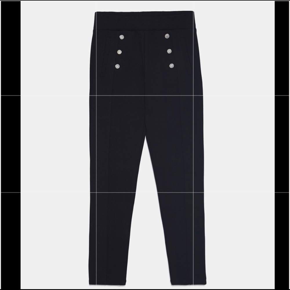 Zara Black Leggins with Gold Buttons